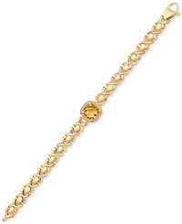 Citrine (3-3/8 ct. t.w.) & White Topaz (1/3 ct. t.w.) Xoxo Link Bracelet in 14k Gold-Plated Sterling Silver