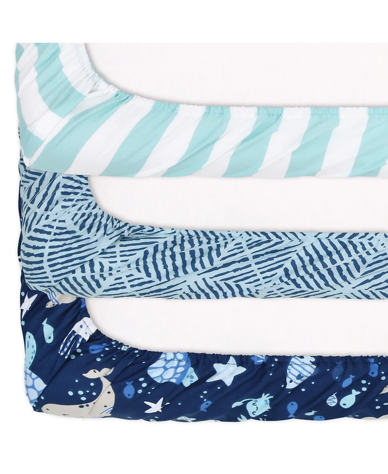 The Peanutshell Sealife 3-Pack Fitted Playard Sheets