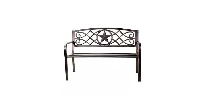 Steel Garden Bench – 4-Foot Outdoor Patio Seating with Powder Coated Metal Finish for Lawn or Porch