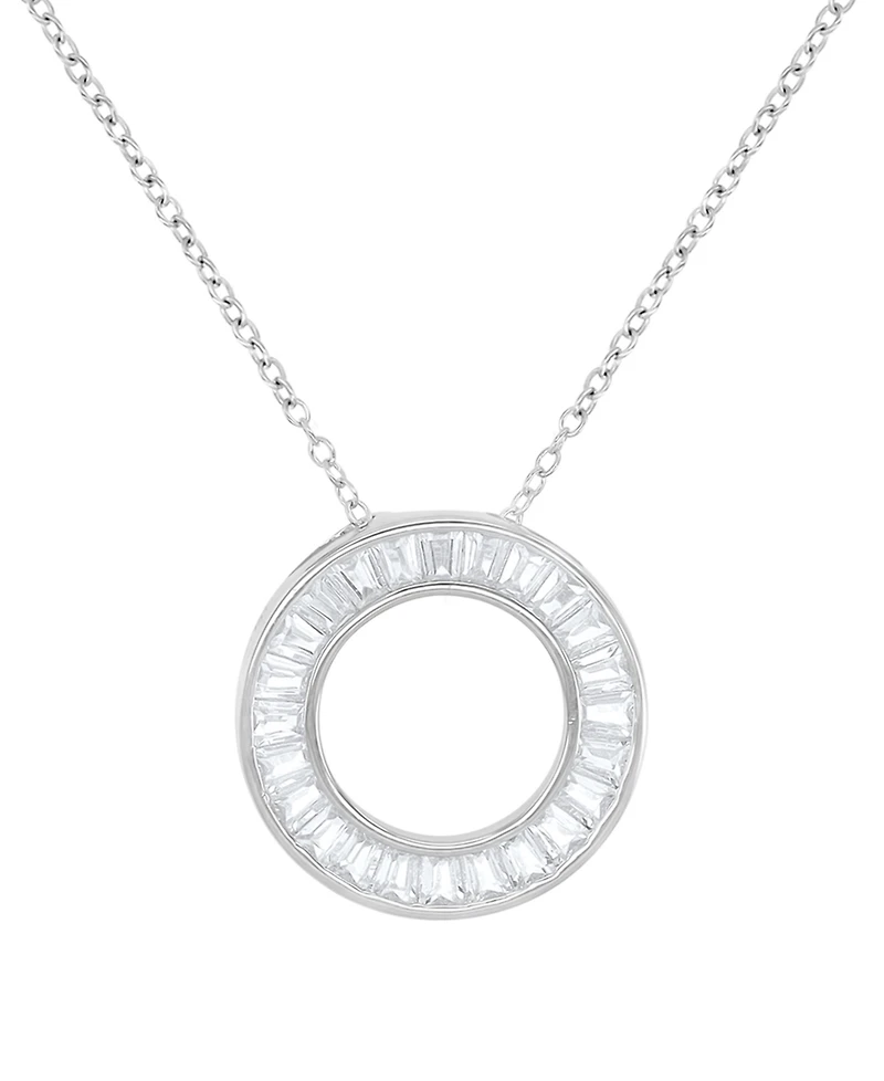 Macy's Cubic Zirconia Open Circle Pendant Necklace in Sterling Silver