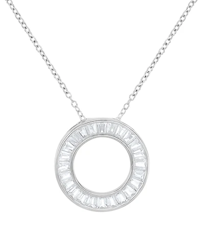 Macy's Cubic Zirconia Open Circle Pendant Necklace in Sterling Silver