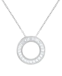 Macy's Cubic Zirconia Open Circle Pendant Necklace in Sterling Silver