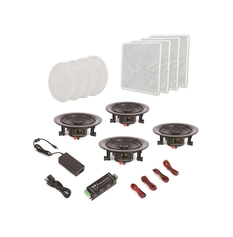Pyle 5.25" Bluetooth Ceiling / Wall Speaker Kit - 2-Way Flush Mount Speakers with Built-in Bluetooth, 150W Max Power (4 Speakers)