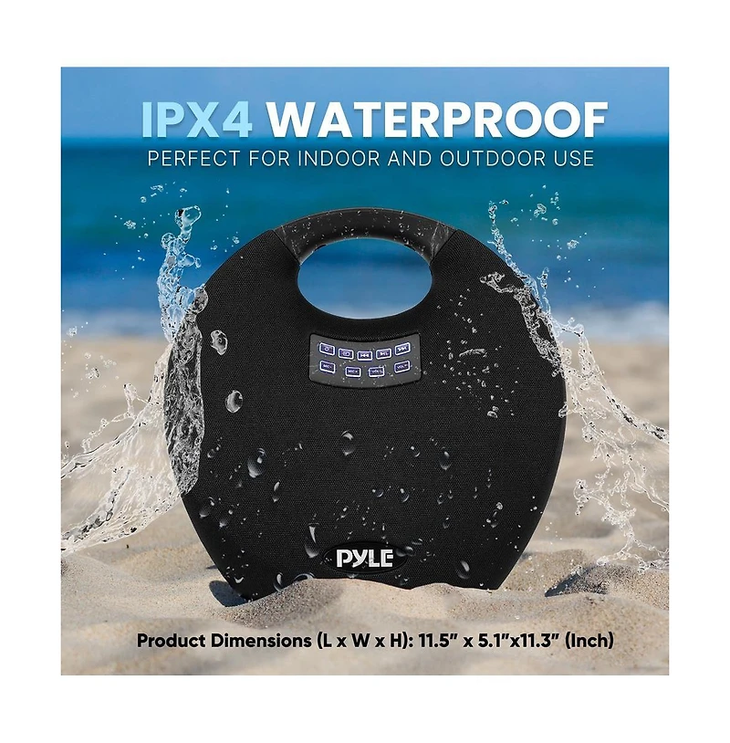 Pyle 5.25” Portable Wireless Bluetooth Streaming Speaker with Waterproof Design, Wireless Microphone, Tws, Usb/MP3 Playback, Rechargeable Batte