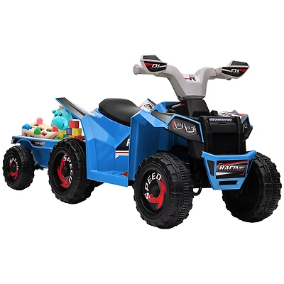 Aosom Kids Atv Quad Car with Back Trailer,