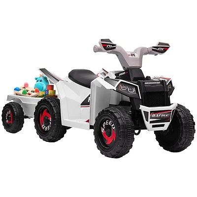 Aosom Kids Atv Quad Car with Back Trailer,