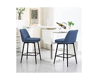 Set of 2 Swivel Counter Height Stools, 25.6" Upholstered Kitchen Island Chairs with Metal Legs & 360° Rotation-The Pop Home