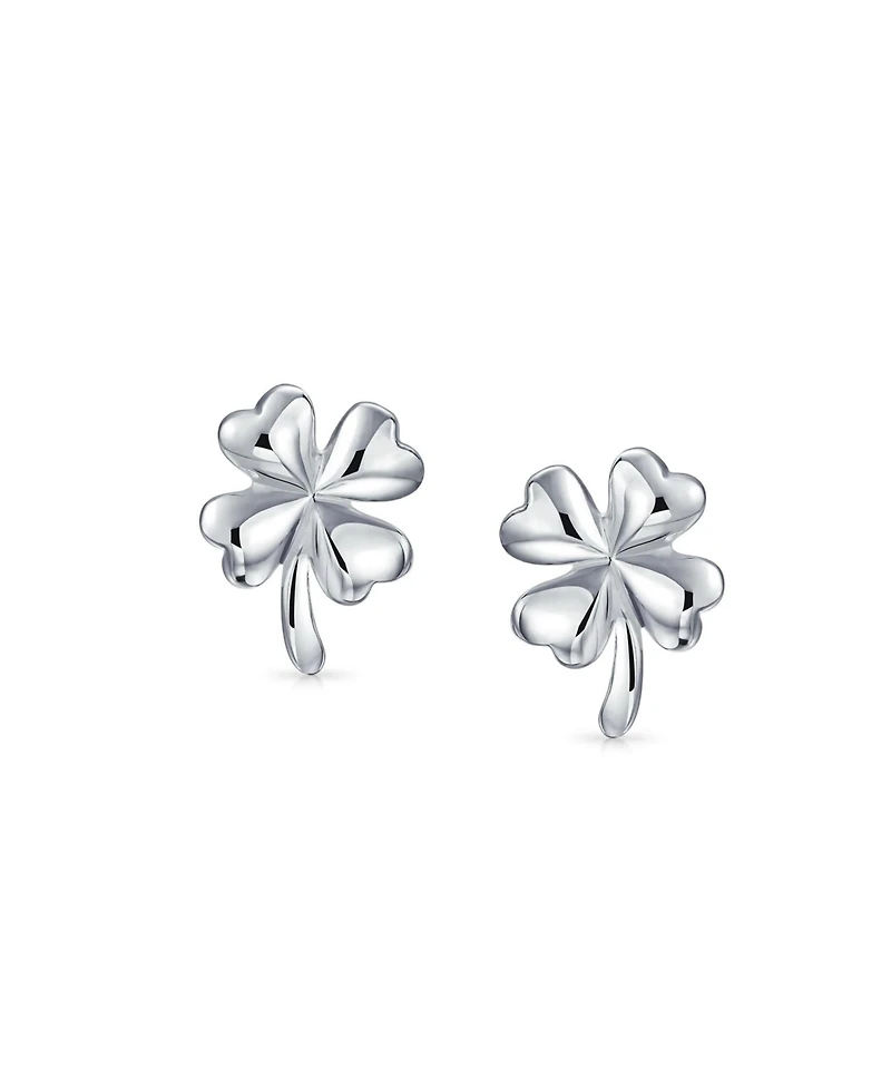 Bling Jewelry Luck of the Irish Shamrock Clover Stud Earrings .925 Sterling Silver