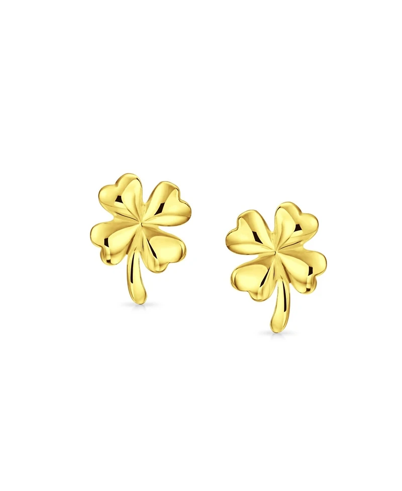 Bling Jewelry Luck of the Irish Shamrock Clover Stud Earrings .925 Sterling Silver
