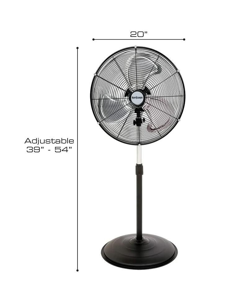 Hurricane Pro Series 20 Inch High Velocity Oscillating Pedestal Stand Fan