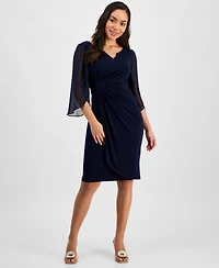 Connected Petite Chain-Detail Sheer-Sleeve Sheath Dress