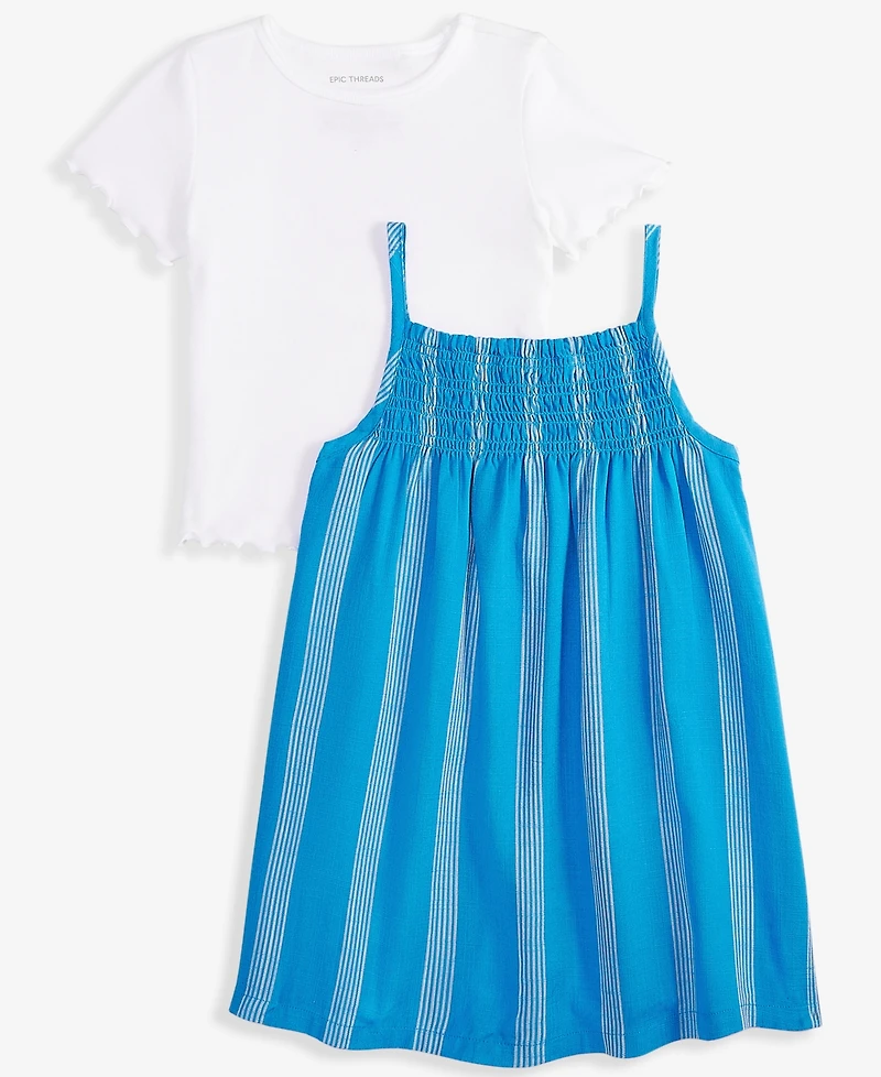 Toddler Girls T-Shirt & Striped Dress, Exclusively at Macy's
