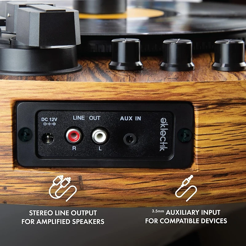 Wall-Mount Record Player, Bluetooth Amplifier w/ 3-Speed Turntable