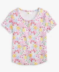 Big Girl Floral-Print Henley Top, Exclusively at Macy's