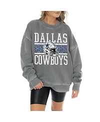 Gameday Couture Women's Gray Dallas Cowboys Vintage Wash Oversized Crewneck Fleece Pullover