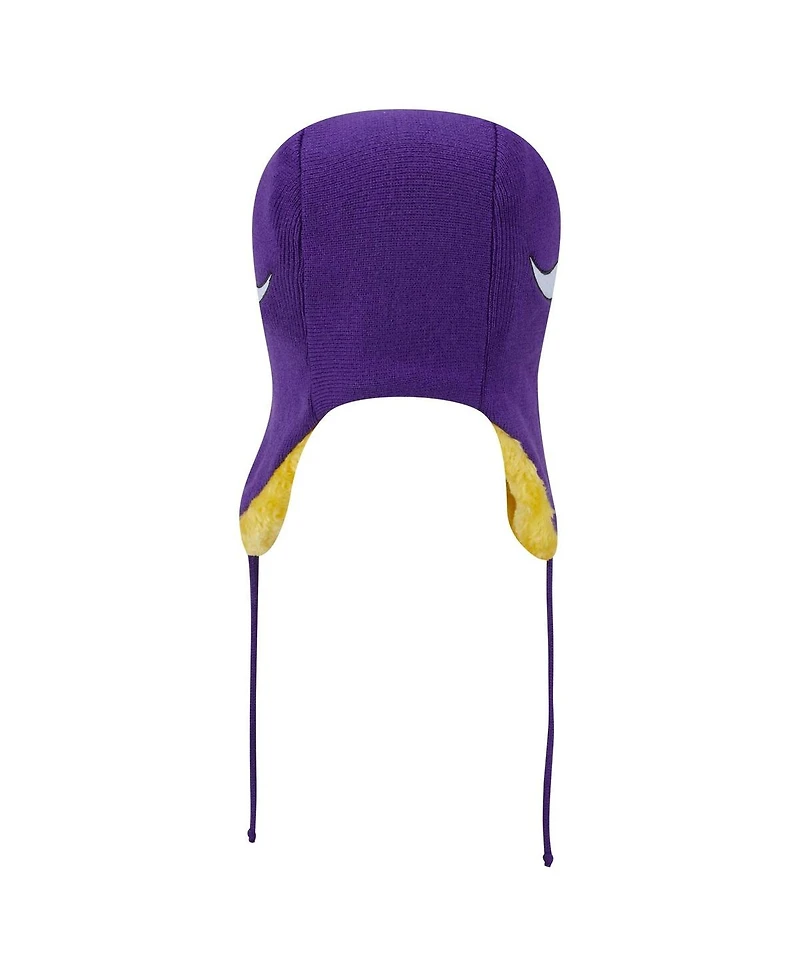 New Era Men's Purple Minnesota Vikings Helmet Head Trapper Knit Hat