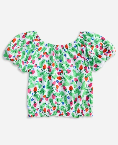 Epic Threads Little & Big Girls Berry-Print Smocked Puff-Sleeve Top, Exclusively at Macy's