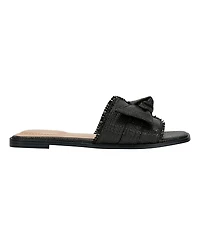 Bandolino Women's Vallen Knotted Bow Flat Slide Sandals