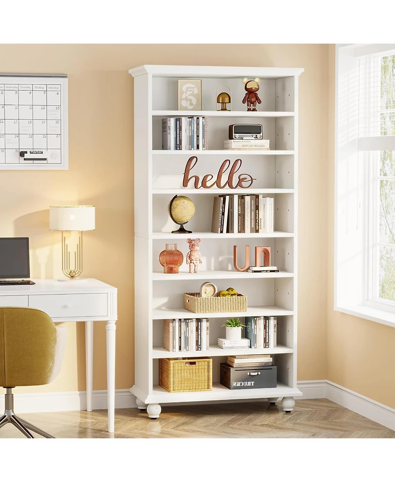 Tribesigns 2 Set 9-Tier Tall Bookcase with Led Lighting, 69" Modern Freestanding Bookshelf Solid Wood Legs, Wooden Open Display Shelf Organizer f