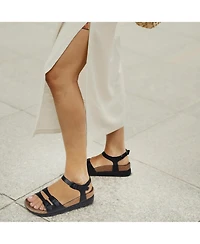 Aerothotic - Whitney Open Toe Genuine Leather Platform Sandals with Adjustable Ankle Strap