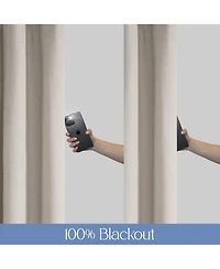 Linen Blend Total Blackout Grommet Curtains Pair
