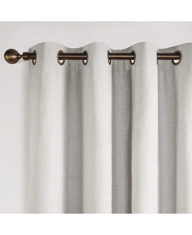 Linen Blend Total Blackout Grommet Curtains Pair, 52"X96"
