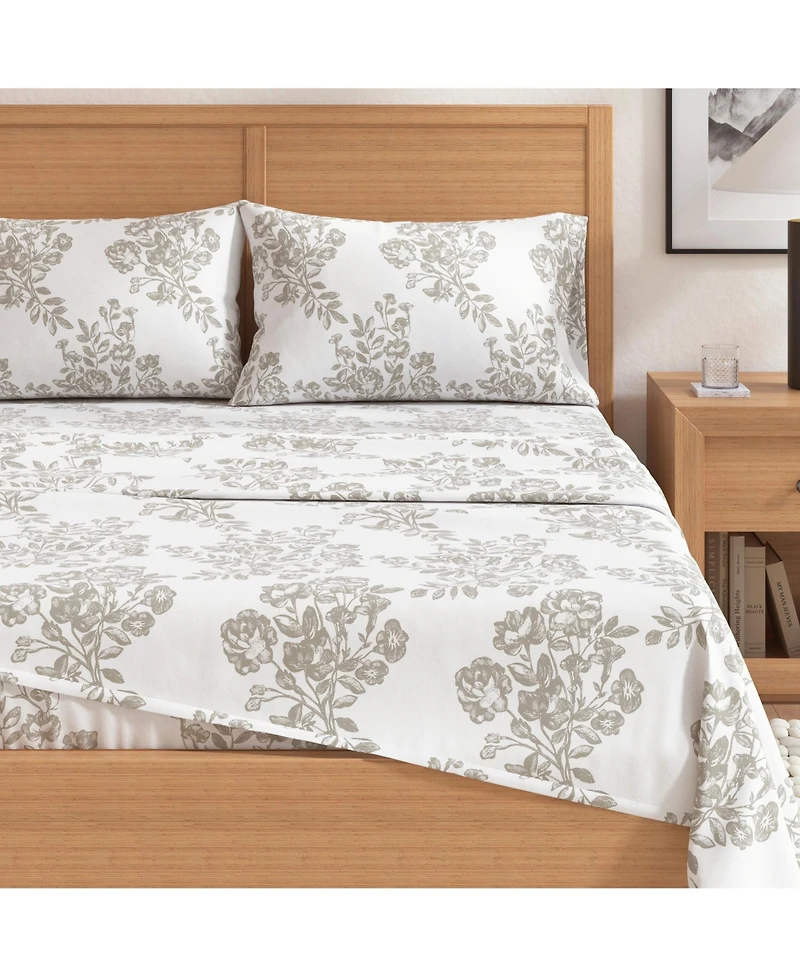 Linery & Co. 100% Turkish Cotton Flannel Printed Sheet Set