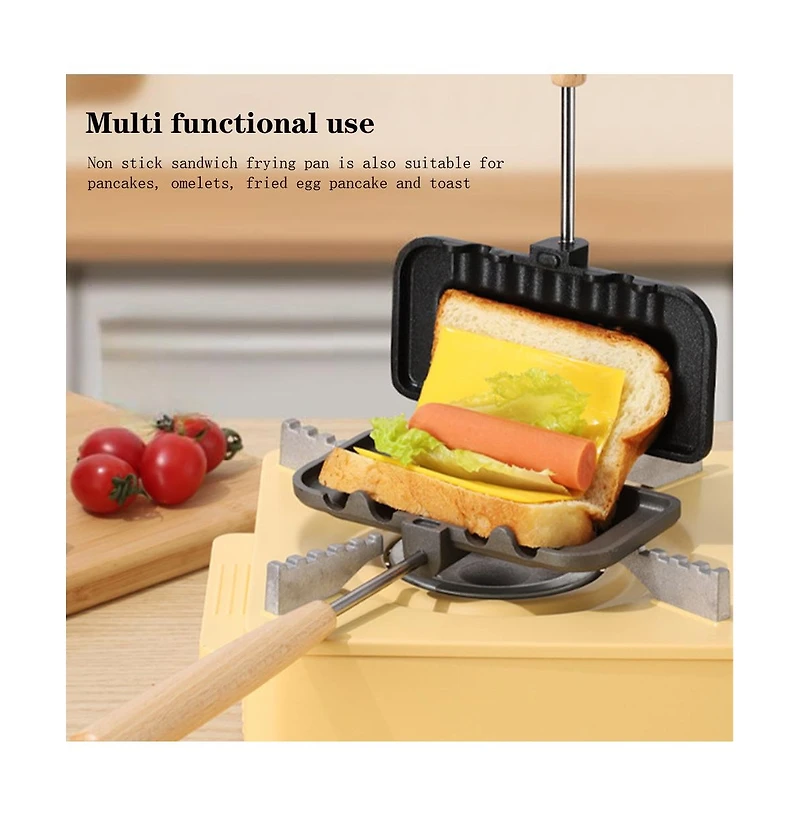 gaomon Sandwich Maker, Double-Sided Hot Dog Toaster, Nonstick Sandwich Skillet With Removable Handle, Sandwich Baking Pan For Breakfast Pancakes Omele
