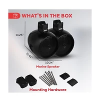 Pyle 8'' Marine Wakeboard Speaker System with Led Lights, 300W, Black