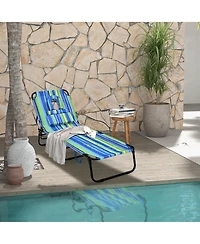 Gymax 5-Position Lounge Chair Adjustable Beach Chaise w/ Face Cavity & Pillows