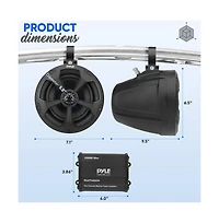 Pyle 5.25'' Waterproof Off-Road Speakers with 2-Channel Amplifier, 1000W, Chrome