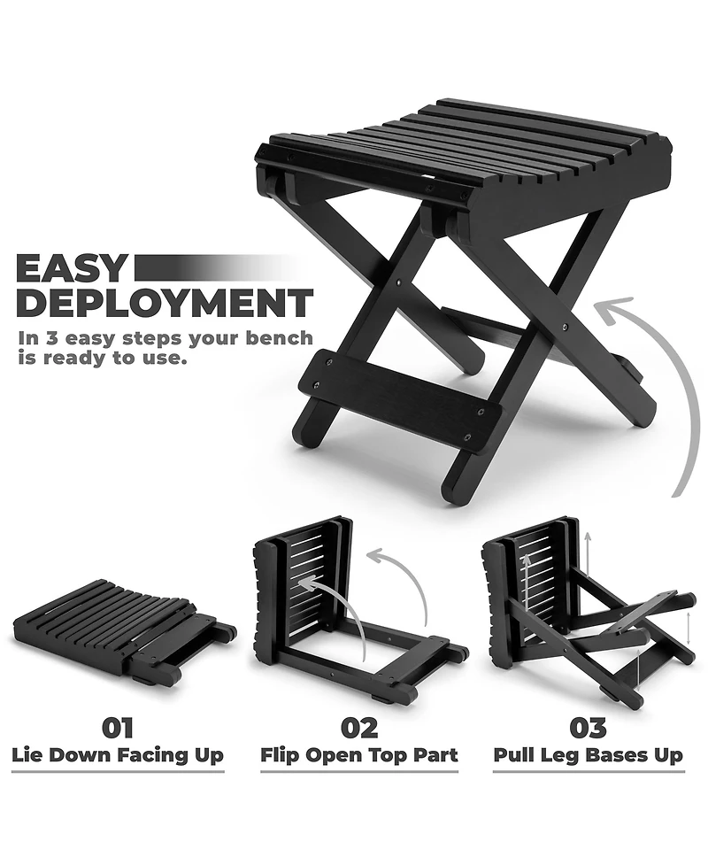 Sorbus Bamboo Folding Step Stool Bench - Great for Bathroom, Spa, Sauna