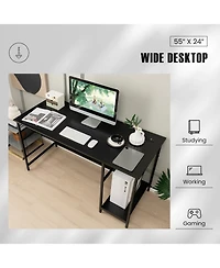 Gouun 55 Inch Computer Desk with 4 Power Outlets and Cpu Stand
