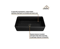 Casainc 36" L x 18" W Single Bowl Fireclay Farmhouse Kitchen Sink with Accessories