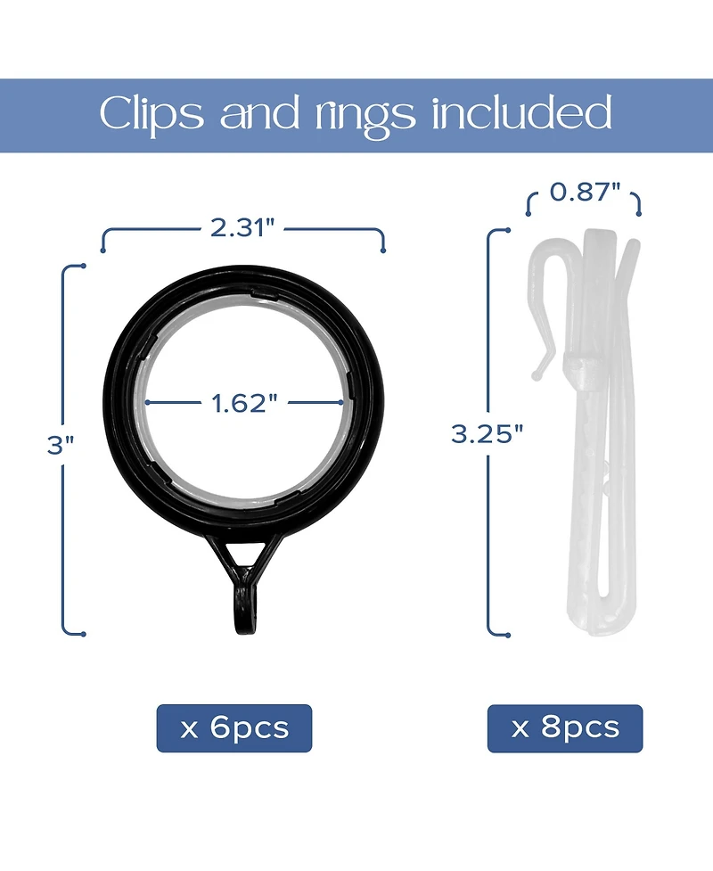 Awesome Home Madison Pinch Pleat Single Curtain Panel with Hooks and Rings, 38"X84"