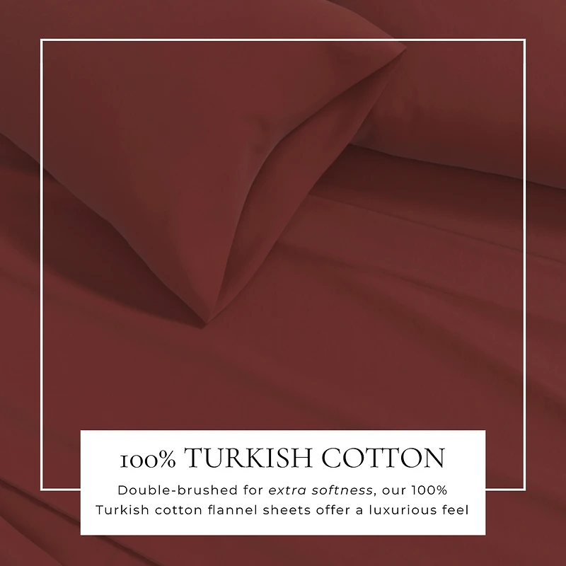 Linery & Co. Turkish Cotton Double-Brushed Solid Color Flannel Bed Sheet Set