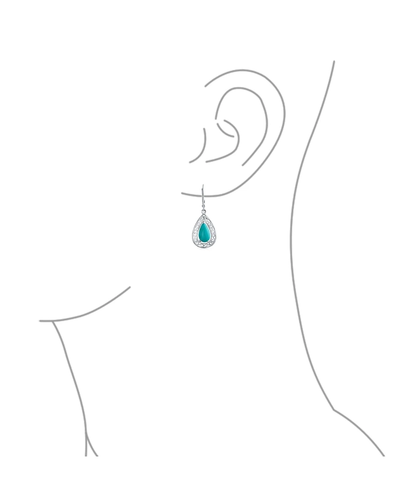 Bling Jewelry Western Style Natural Blue Turquoise Dangle Earrings in Sterling Silver