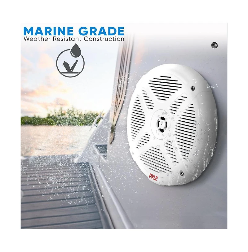 Pyle 6.5'' Waterproof Marine Speakers with Bluetooth Amplifier, 4-Speaker System