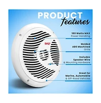 Pyle 8" Waterproof Marine Component Speakers - 180 Watt, White