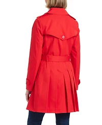 kate spade new york Women's Short Single-Breasted Pleated Back Trench Coat