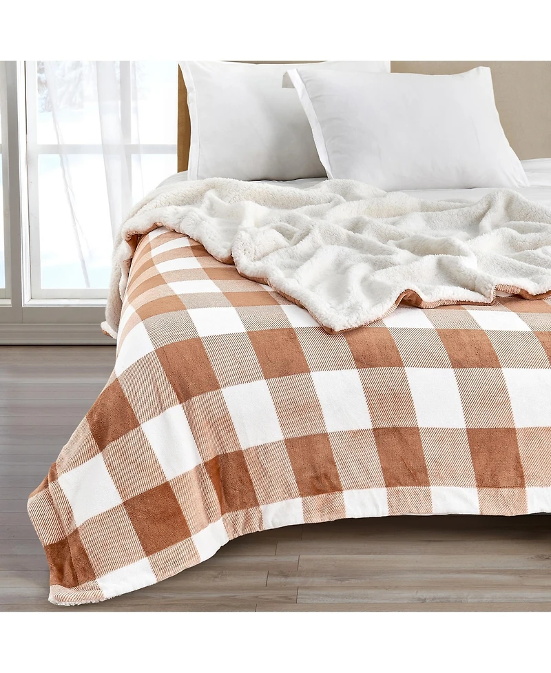 Linery & Co. Velvet Plush Reversible Sherpa Throw Blanket