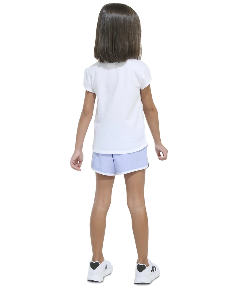 adidas Toddler & Little Girls Cap-Sleeve T-Shirt & Woven Shorts, 2 Piece Set