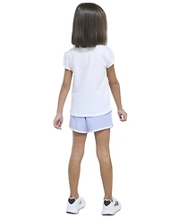 adidas Toddler & Little Girls Cap-Sleeve T-Shirt & Woven Shorts, 2 Piece Set