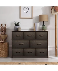 Sorbus 8 Drawers Wide Dresser - Organizer Unit with Steel Frame Wood Top and handle
