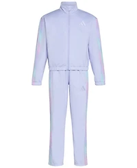 adidas Toddler & Little Girls Long-Sleeve Printed 3-Stripe Fashion Tricot Jacket & Pants, 2 Piece Set