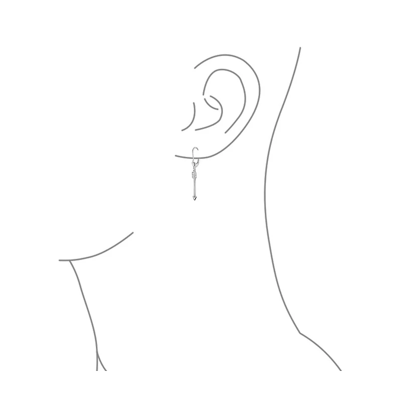 Bling Jewelry Minimalist Romantic Cupid Arrow Dangle Earrings Leverback Sterling Silver