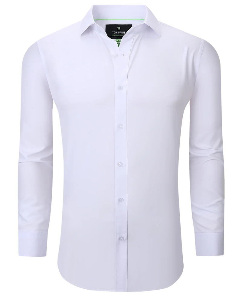 Tom Baine Men Slim Fit Four Way Stretch Solid Dress Shirt