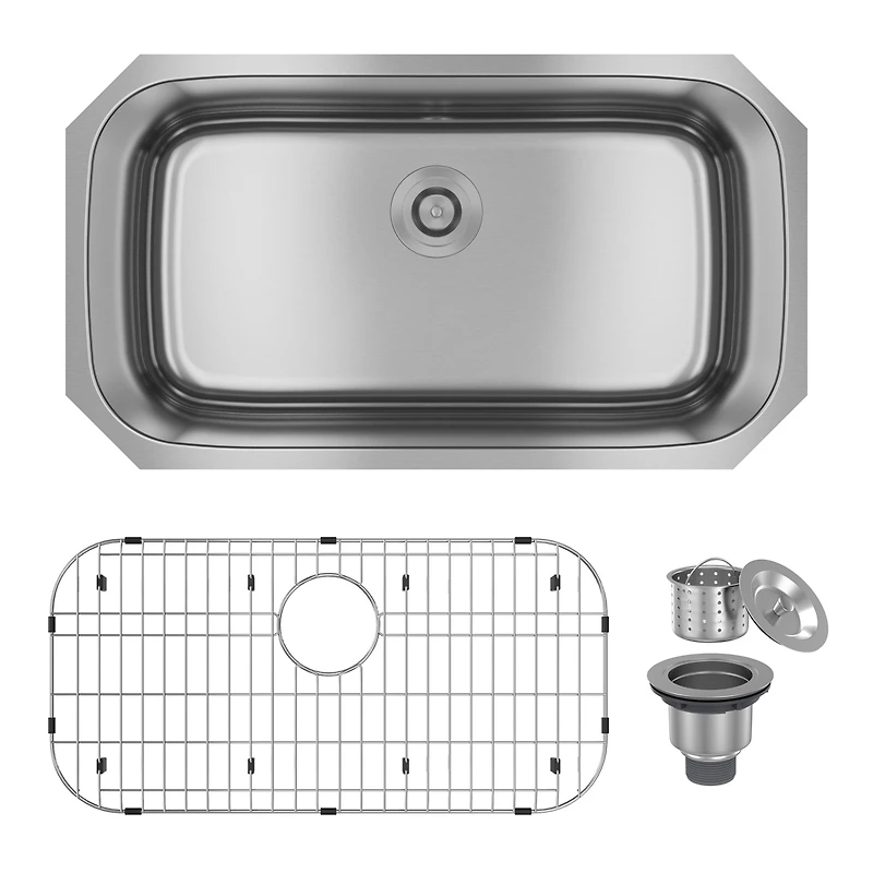 Casainc 32inch L x 18inch W Undermount Kitchen Sink with Accessories
