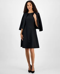 Le Suit Women's Collarless Open-Front Bolero & Scoop-Neck Sleeveless Fit Flare Dress, Regular Petite