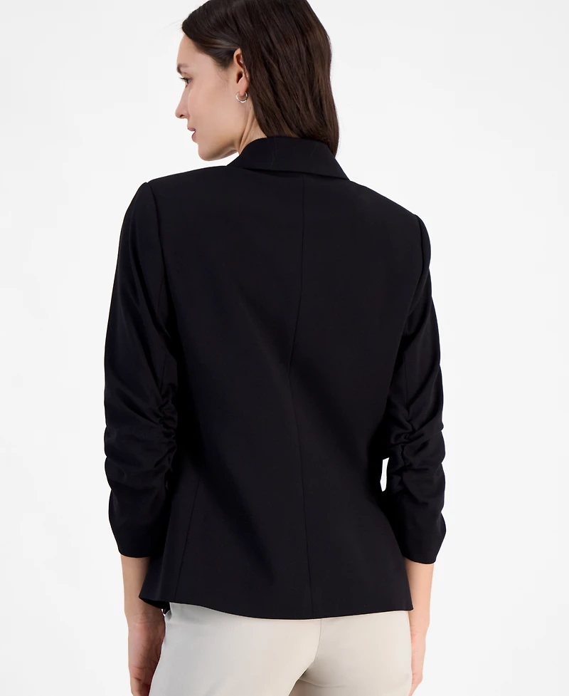Tahari Asl Women's Ruched-Sleeve One-Button Blazer